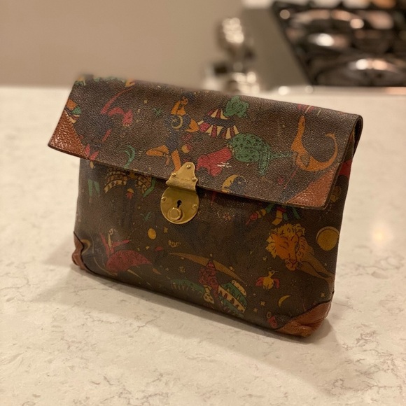 PIERO GUIDI MAGIC CIRCUS BROWN CLUTCH VINTAGE AND AUTHENTIC - Picture 2 of 9